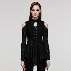 DT-794TCF Goth Drop-Neck Daily T-Shirt?-??Punk Rave Clothing