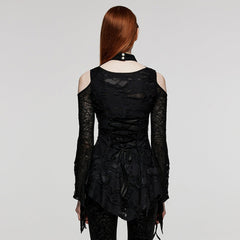 DT-794TCF Goth Drop-Neck Daily T-Shirt?-??Punk Rave Clothing