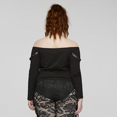 DT-875TCF Off-Shoulder Cutout Buckle Design Punk T-Shirts?-??Punk Rave Clothing