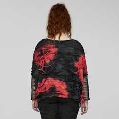 DT-905TCF Edgy Tie-Dye Mesh Sleeve Punk T-Shirts?-??Punk Rave Clothing