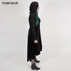 DY-1296XCF Chinoiserie Dark velvet burning out long coat?-??Punk Rave Clothing