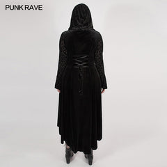 DY-1296XCF Chinoiserie Dark velvet burning out long coat?-??Punk Rave Clothing