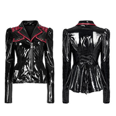 DY-1387XDF Goth sexy patent leather jacket?-??Punk Rave Clothing