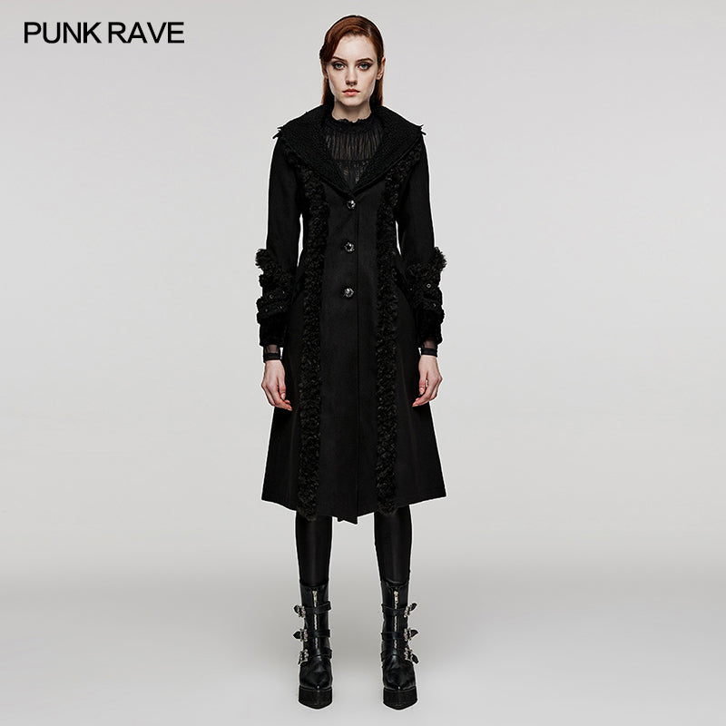 DY-1528ECF Goth plush-strips coat?-??Punk Rave Clothing