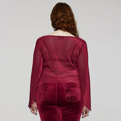 DY-1624XDF Gothic Elegance Layered Long Sleeve Mesh Shirt?-??Punk Rave Clothing