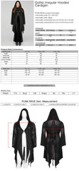 DY-1627XCF Gothic Hooded Cardigan Black Asymmetrical Lace-Up Design?-??Punk Rave Clothing