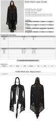 DY-1629DPF Gothic Lace Hooded Cloak Drape Sleeve Coat?-??Punk Rave Clothing