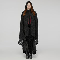 DY-1629DPF Gothic Lace Hooded Cloak Drape Sleeve Coat?-??Punk Rave Clothing