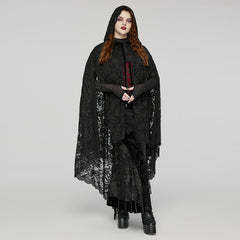 DY-1629DPF Gothic Lace Hooded Cloak Drape Sleeve Coat?-??Punk Rave Clothing