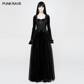WQ-360 Victorian Stretch Dark Embossing Solid Color Velvet Gothic Dress?-??Punk Rave Clothing