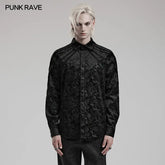 Exquisite Hand-Sewn Buckle WY-1571CCM Pleats Shoulders Embossed Pattern Goth Shirt?-??Punk Rave Clothing