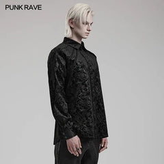 Exquisite Hand-Sewn Buckle WY-1571CCM Pleats Shoulders Embossed Pattern Goth Shirt?-??Punk Rave Clothing