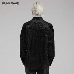 Exquisite Hand-Sewn Buckle WY-1571CCM Pleats Shoulders Embossed Pattern Goth Shirt?-??Punk Rave Clothing