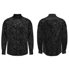 Exquisite Hand-Sewn Buckle WY-1571CCM Pleats Shoulders Embossed Pattern Goth Shirt?-??Punk Rave Clothing