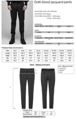 WK-403XCM Gothic Pants Elegant Textured Slim Fit Trousers Black