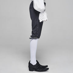 WK-405XDM Vintage Lace-Up Grey Punk Pants Knee-Length Buttons?-??Punk Rave Clothing