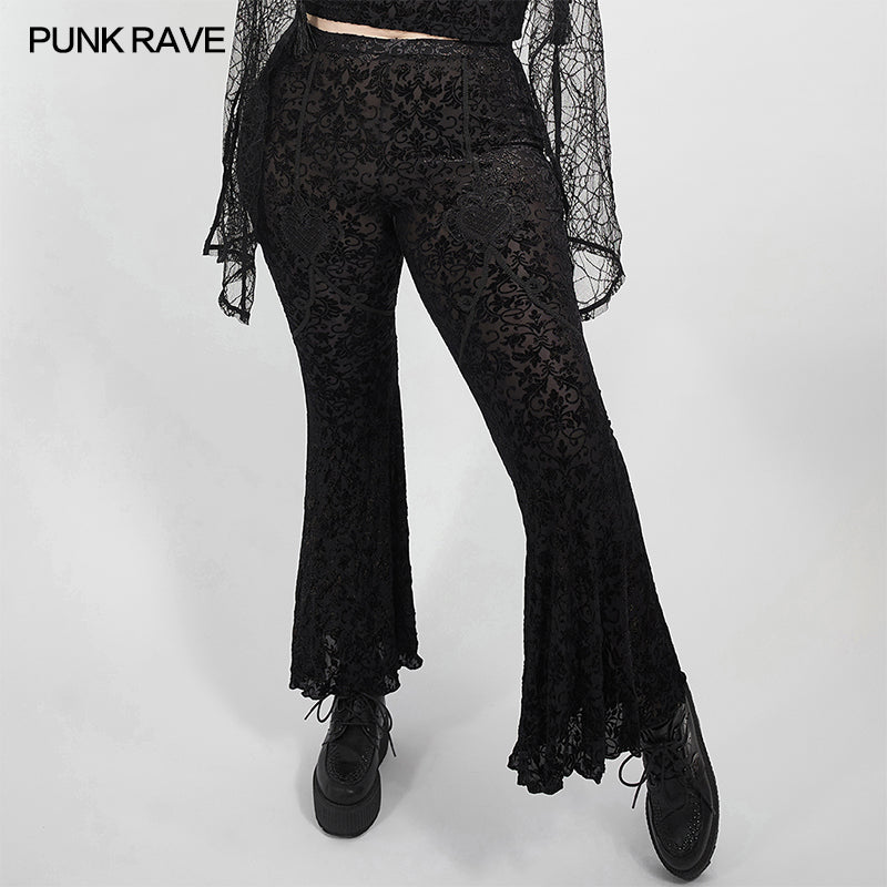 DK-457DDF Dark Goth flared pants?-??Punk Rave Clothing