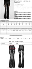 OK-696XCF Gothic Lace Flare Punk Pants with Intricate Cross Pattern
