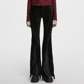 OK-698XCF Fringed Velvet Flare Punk Pants Gothic Fashion Statement