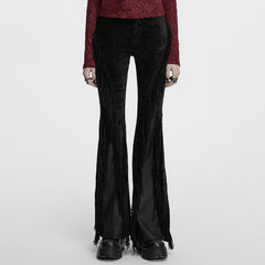 OK-698XCF Fringed Velvet Flare Punk Pants Gothic Fashion Statement