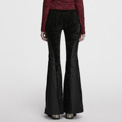 OK-698XCF Fringed Velvet Flare Punk Pants Gothic Fashion Statement