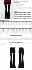 OK-700DQF Velvet Flare Punk Pants with Mesh Knee Cutouts