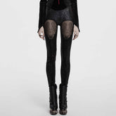 OK-711DDF Gothic Pants Lace Panel Cutout High Waist Leggings