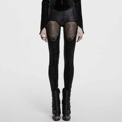 OK-711DDF Gothic Pants Lace Panel Cutout High Waist Leggings