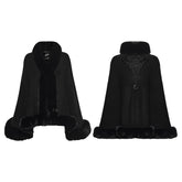 OM-091HMF Luxurious Faux Fur Trimmed Gothic Coat with Embroidered Detail Gothic Coat Vintage Fur Trimmed Embroidered Cape Cloak