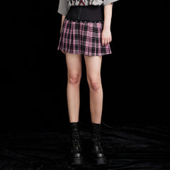 OPQ-1289BQF Edgy Plaid Punk Skirt Mini with Grommet Details