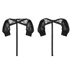 OPS-265QTF Gothic Lace Dress Cuffed Balloon Sleeves Crisscross Back Tie