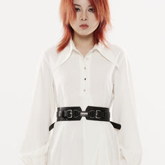 OPS-268BDF Edgy Black Double Buckle Punk Accessories Belt Fashion Statement