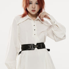 OPS-268BDF Edgy Black Double Buckle Punk Accessories Belt Fashion Statement