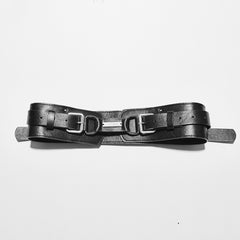 OPS-268BDF Edgy Black Double Buckle Punk Accessories Belt Fashion Statement