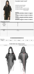 OPS-295WJF Gothic Accessories Oversized Mesh Hooded Cape Poncho Draped Design