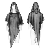 OPS-295WJF Gothic Accessories Oversized Mesh Hooded Cape Poncho Draped Design