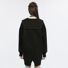 OPT-805WYF Sailor Neck Asymmetric Punk Sweater with Embroidered Accents?-??Punk Rave Clothing