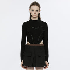 OPT-810DQF Gothic Sweater with Futuristic Cutout Design Long Sleeve