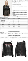 OPT-846TCF Punk Off-Shoulder Asymmetrical Graphic Long Sleeve T-Shirt Black?-??Punk Rave Clothing
