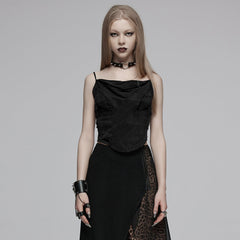 OPT-884DDF Gothic Black Mesh Drape Punk Vest Corset Style?-??Punk Rave Clothing