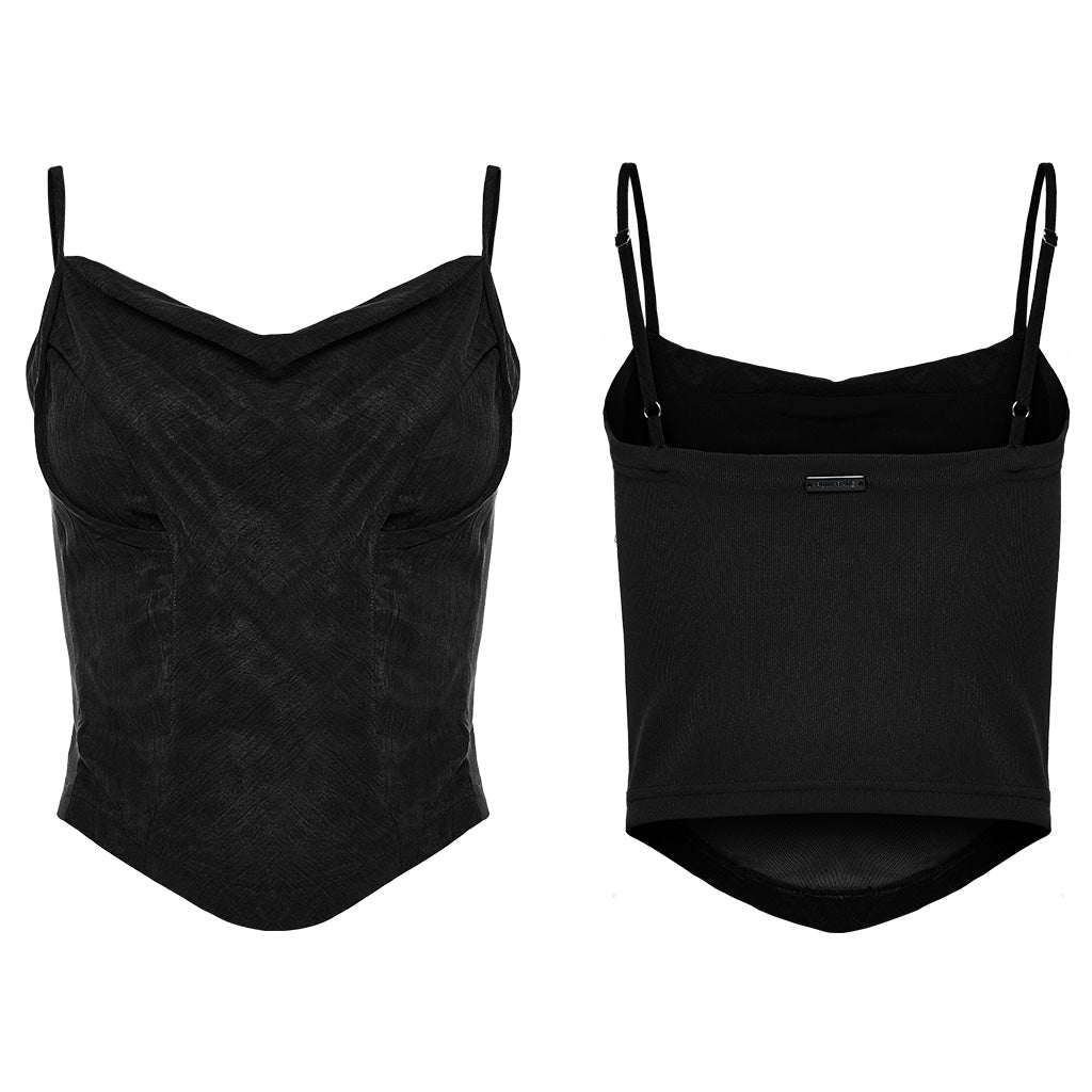 OPT-884DDF Gothic Black Mesh Drape Punk Vest Corset Style?-??Punk Rave Clothing