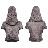 OPT-890TDF Edgy Hooded Punk T-Shirts Distressed Grey Wrap Design