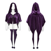 OPY-444DQF Velvet Gothic Hooded Coat with Pom Poms Draped Design