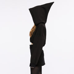 OPY-709XDF Punk Sweater Gothic Hooded Crop Top Casual Streetwear