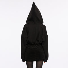 OPY-709XDF Punk Sweater Gothic Hooded Crop Top Casual Streetwear
