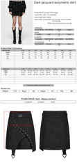 OQ-007DQF Edgy Black Punk Skirt with Belted Zipper Detail