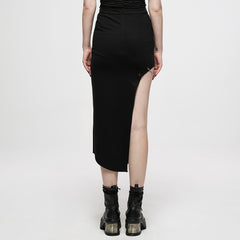 OQ-011BQF Dragon Embroidered Asymmetrical Punk Skirt with Side Slit