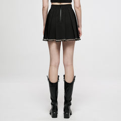 OQ-016BQF Punk Skirt Pleated Mini Edgy Chain Detail Hemline