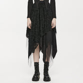 OQ-020BQF Gothic Skirt Asymmetrical Lace Layered Tattered Hem Fashion Statement