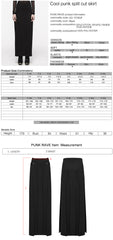 OQ-707BQF Edgy Long Black Pleated Punk Skirt with Belt Accents